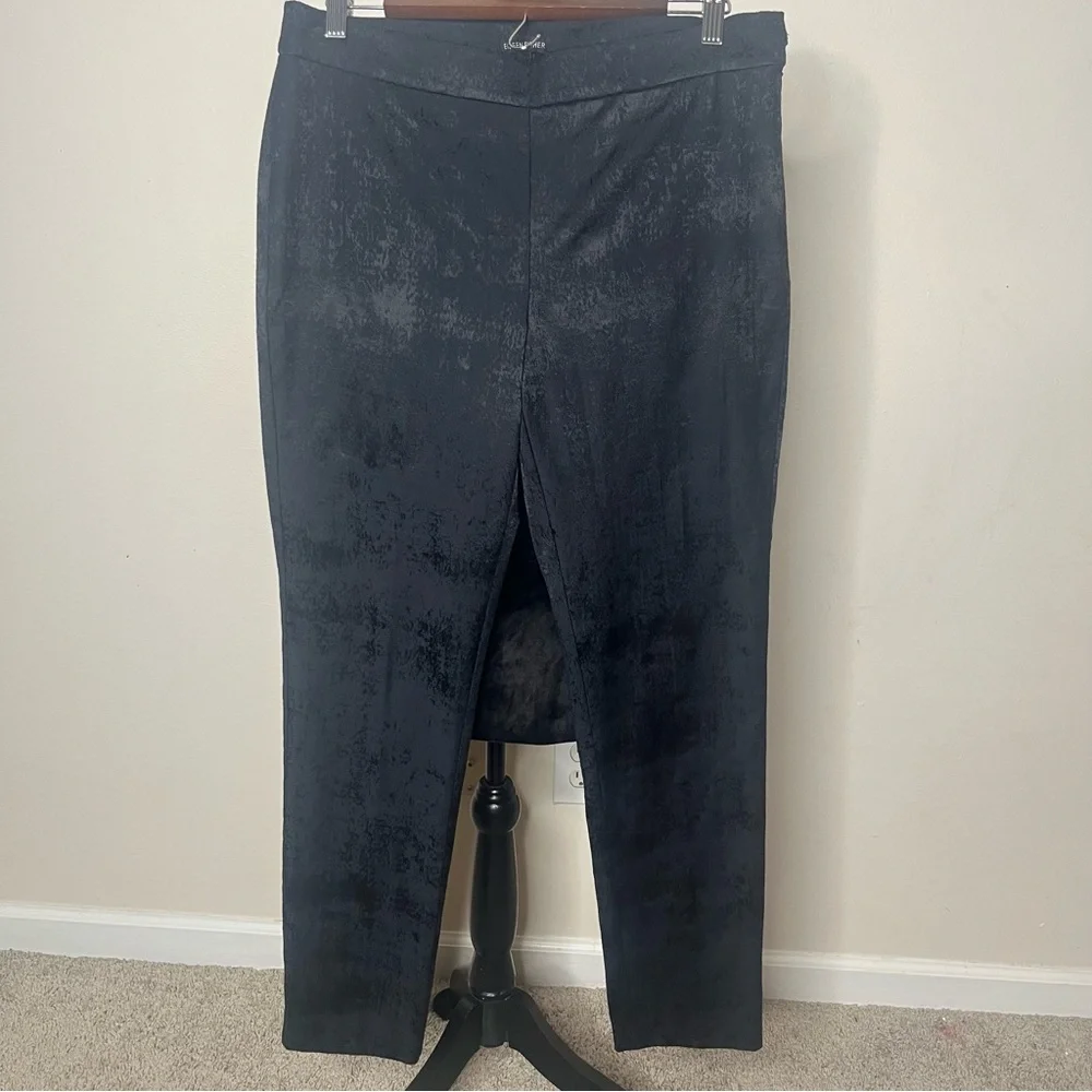 Eileen Fisher Women’s Black Textured High Rise‎ Cotton Blend Ankle Pants Sz 10